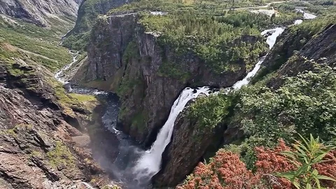 Voringfossen Waterfall in Norway. Vídeos de archivo 75129248