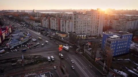 Voronezh, Russia - CIRCA MARCH 2017: Urban cityscape at sunset, Voronezh city Stock Footage 89361453