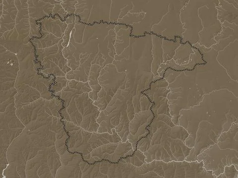 Voronezh, Russia. Elevation map colored in sepia tones with lakes and rivers Illustrazione stock