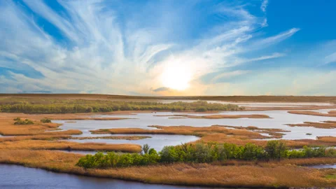 Vorskla river delta time lapse scene Stock Footage 277411563