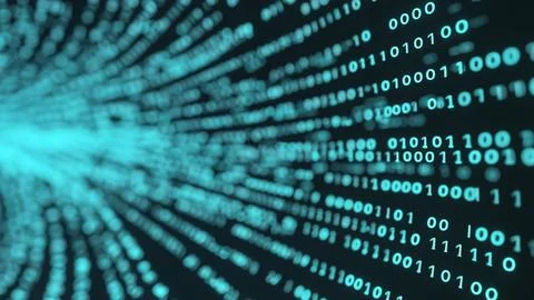 Vortex of Binary Code Technology with Mint Letters Stock Illustration