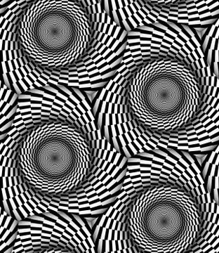Vortex Black and White Vector Seamless Pattern Stock Illustration