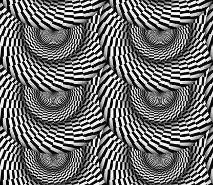 Vortex Black and White Vector Seamless Pattern Stock Illustration