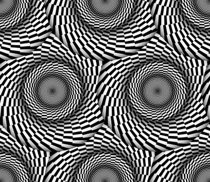 Vortex Black and White Vector Seamless Pattern Stock Illustration