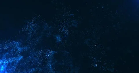 A vortex of blue particles slowly unfolding against a dark blue background. B イラスト素材