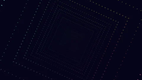Vortex cube shapes with neon dots on dark gradient Stock Footage 240294714