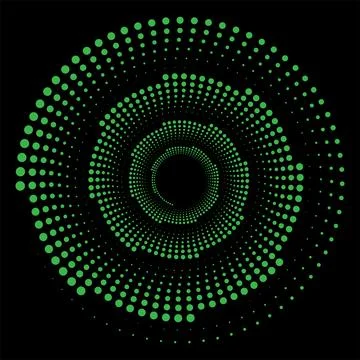 Vortex dotted green shape. Modern geometric art. Trendy design element for Stock Illustration