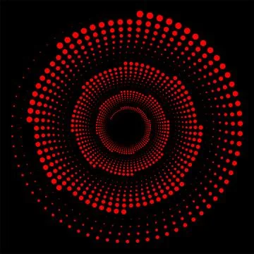 Vortex dotted red shape. Modern geometric art. Trendy design element for border 스톡 일러스트