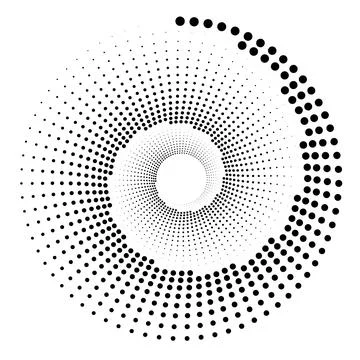Vortex dotted shape. Geometric art. Trendy design element for border frame, logo イラスト素材