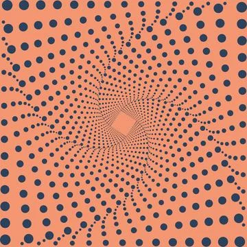 Vortex dotted shape. Optical illusion pattern. Modern geometric art backdrop Illustrazione stock