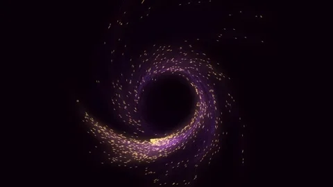 Vortex of gold and purple dynamic particles floating in 3d space concept Stock Footage 269972869