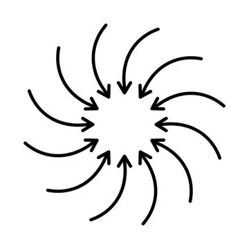 Vortex inward arrows sign. Stock Illustration