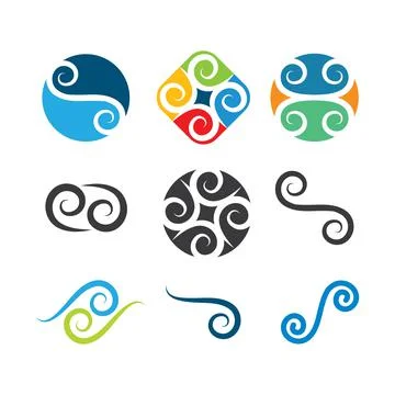 Vortex logo icon wave and spiral vector Stock Illustration