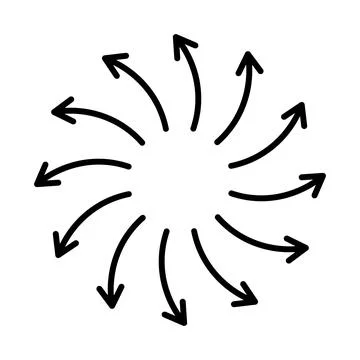 Vortex outward arrows sign. Stock Illustration