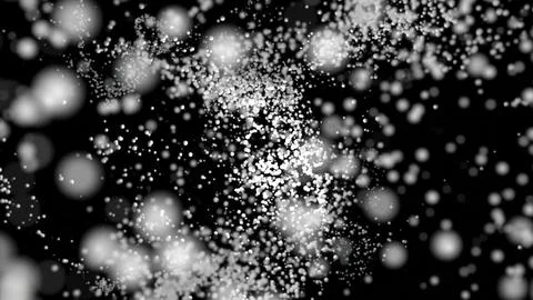 Vortex of particles in stream on black background. Design. Colored particles Illustrazione stock