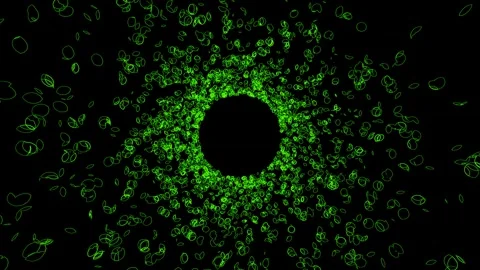 Vortex-Like Pattern Motion Glitch Geometric Rotation Circle Outlines Green Stock Footage 313706971