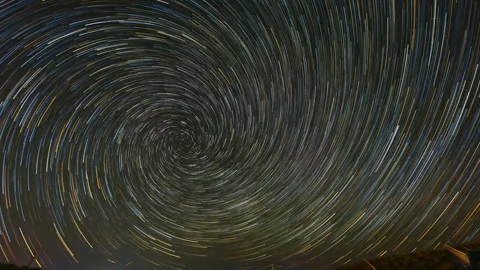 Vortex Spiral Star Trails rotating around the north star Stockbeeldmateriaal 278436787