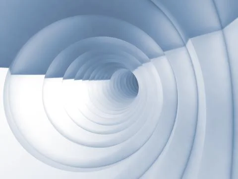 Vortex tunnel interior, light blue toned 3d Illustrazione stock