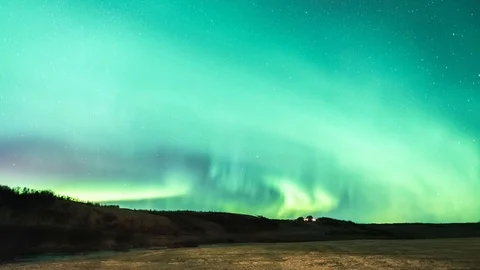 Vortix green northern lights over Iceland countryside Stock Footage 126711684