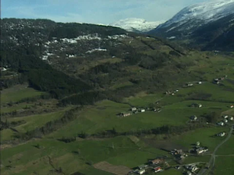 Voss a small agglomeration of houses from the seaplane Stock Footage 141926706