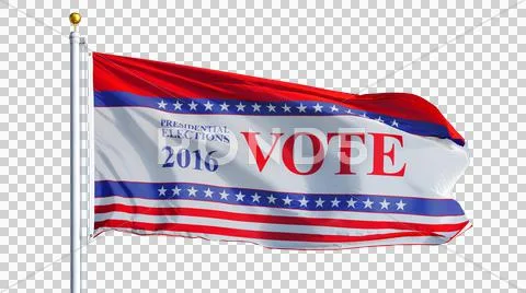Vote 2016 Presidential Elections USA flag, close up, isolated on alpha Stock Photos