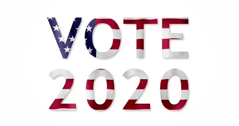 VOTE 2020 text with waving flag on white background Stock Footage 140039595