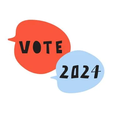 Vote 2024. Speech bubbles. Vector hand drawn illustration on white background Stock Illustration
