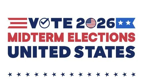 Vote 2026 Checkmark Flag Icon White Background Star Border Banner Stock Illustration