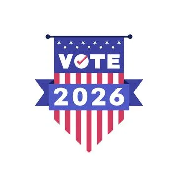 Vote 2026 Midterm Elections Hanging Ribbon Banner Stock Illustration