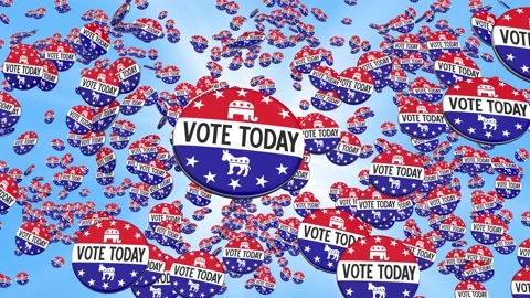 Vote Badge flashback. Memories of voting in the United States. Stock Footage 141373096