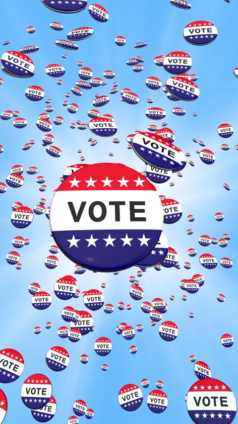 Vote Badge flashback. Memories of voting in the United States. Stock Footage 296902596