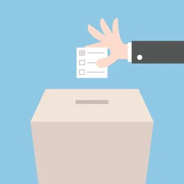 Vote ballot with box. Vector illustration, flat design Illustrazione stock