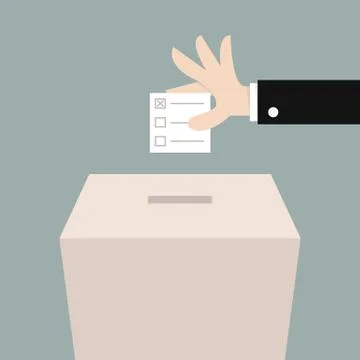Vote ballot with box. Vector illustration, flat design Stock Illustration