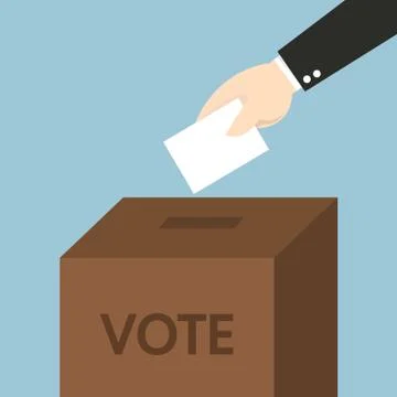 Vote ballot with box. Vector illustration, flat design Stock Illustration
