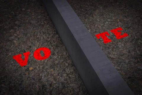 Vote between a wall demonstrating Divided vote concept. 3D illustration Stock Illustration