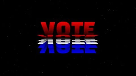 VOTE bloom kinetic text effect isolated on black stars burst particle Stock Illustration