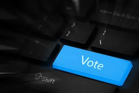Vote blue button keyboard Stock Illustration