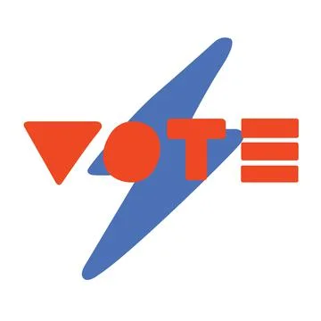 Vote. Bold text with lighting bolt. Go Vote. Illustration. Red and Blue. Stock Illustration