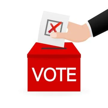 Vote box, great design for any purposes. Voting hand concept. Minimal design. 3d Stock Illustration