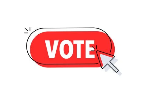 Vote button with cursor. Pointer click. Vector web button. Illustrazione stock