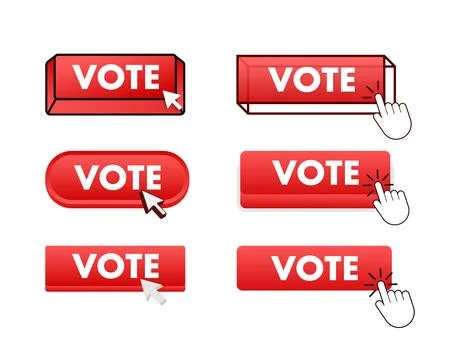 Vote Button with pointer clicking. Vote web buttons set. User interface element Illustrazione stock