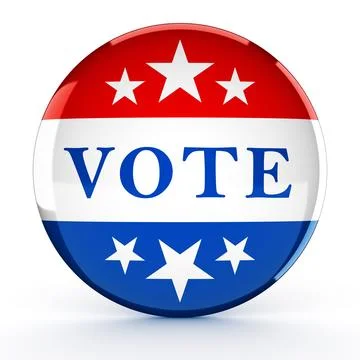 Vote button in red, white, and blue with stars - 3d rendering Stock Illustration