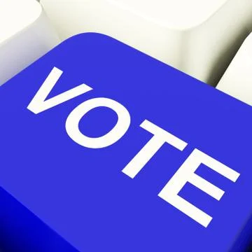 Vote computer key in blue showing options or choices Stock Illustration