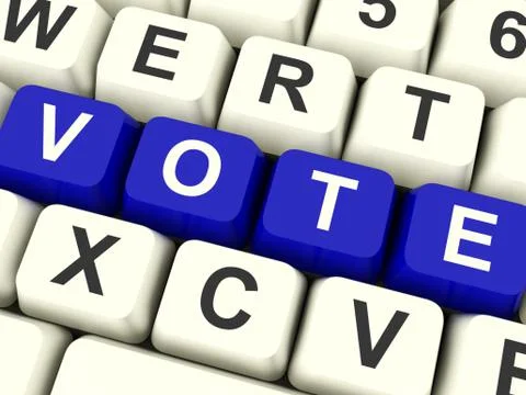 Vote computer keys in blue showing options or choices Stock Illustration