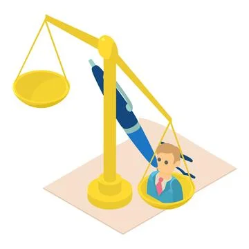 Vote concept icon isometric vector. Scales with candidate icon pen and document Stock Illustration