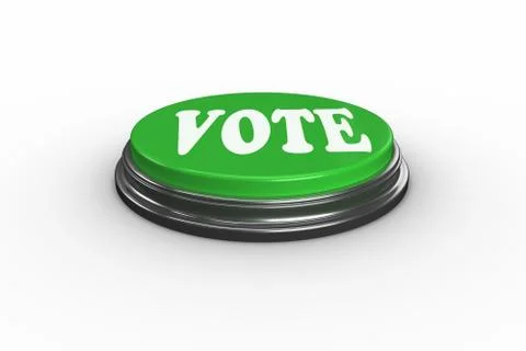 Vote on digitally generated green push button Stock Illustration