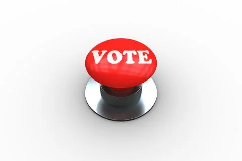 Vote on digitally generated red push button Stock Illustration