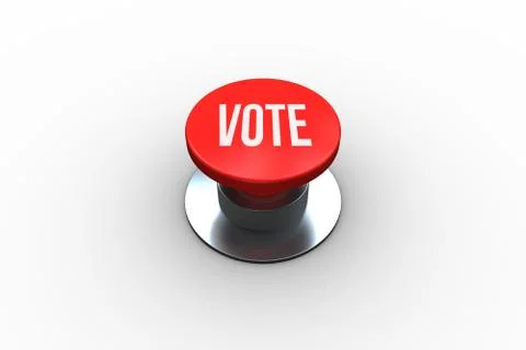 Vote on digitally generated red push button Stock Illustration
