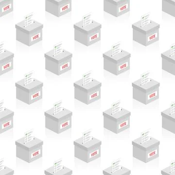 Vote. Election box pattern vector seamless white repeat for any use. Vector i Stock Illustration