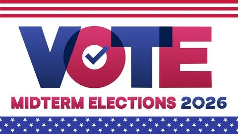Vote Gradient Checkmark White Background Star Border 2026 Elections Stock Illustration